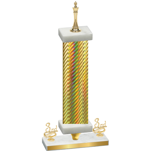 Premium Single Gold Carbon Fiber Third Place Chess Trophy