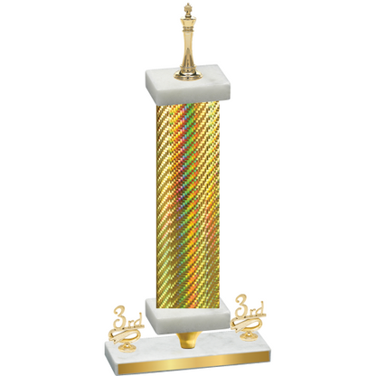 Premium Single Gold Carbon Fiber Third Place Chess Trophy