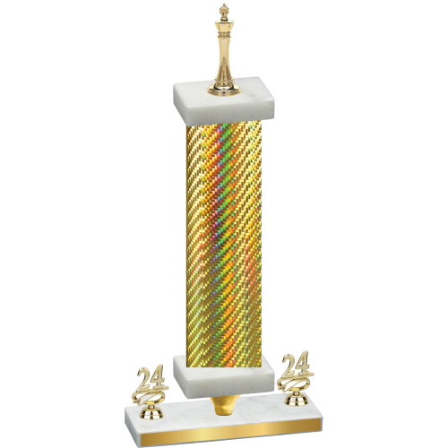 Premium Single Gold Carbon Fiber Year Chess Trophy
