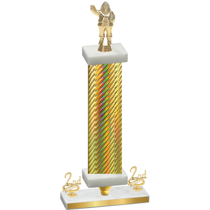 Premium Single Gold Carbon Fiber Second Place Holiday Trophy