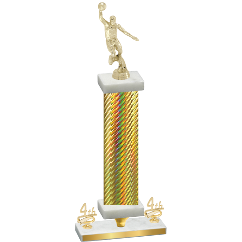Premium Single Gold Carbon Fiber Fourth Place Basketball Trophy