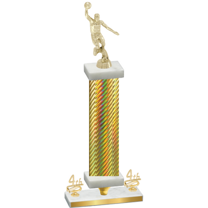 Premium Single Gold Carbon Fiber Fourth Place Basketball Trophy