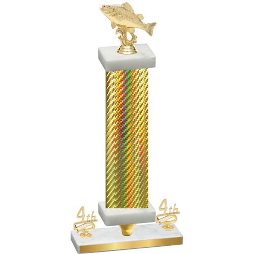 Premium Single Gold Carbon Fiber Fourth Place Fishing Trophy