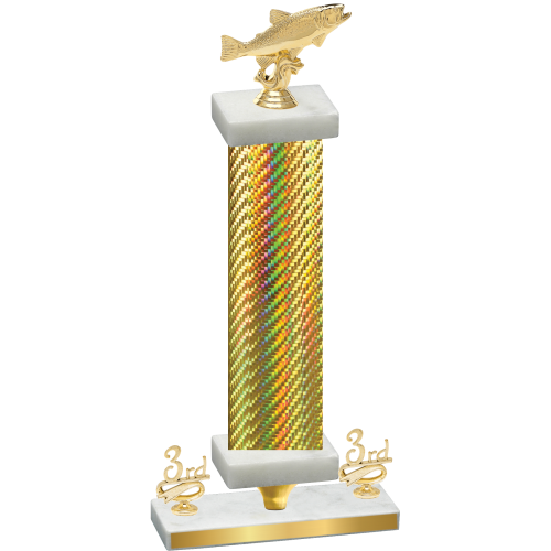 Premium Single Gold Carbon Fiber Third Place Fishing Trophy