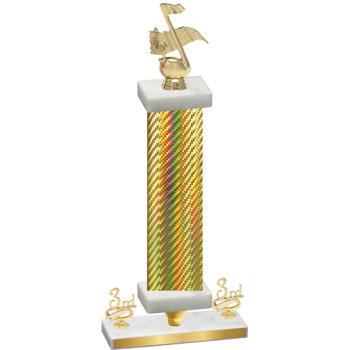 Premium Single Gold Carbon Fiber Third Place Music Trophy