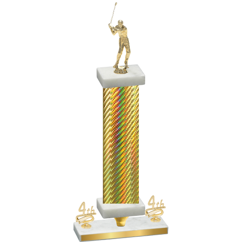 Premium Single Gold Carbon Fiber Fourth Place Golf Trophy