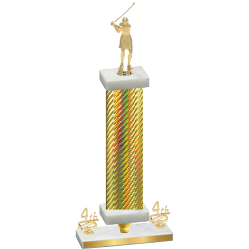 Premium Single Gold Carbon Fiber Fourth Place Golf Trophy