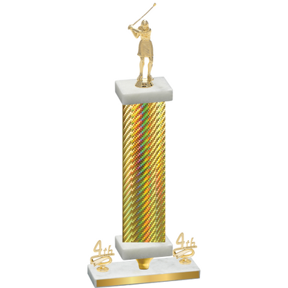 Premium Single Gold Carbon Fiber Fourth Place Golf Trophy