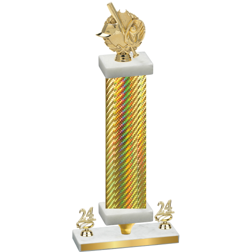 Premium Single Gold Carbon Fiber Year Baseball Trophy