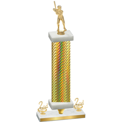 Premium Single Gold Carbon Fiber Second Place Baseball Trophy