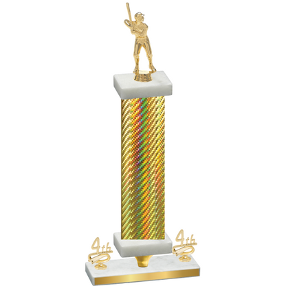Premium Single Gold Carbon Fiber Fourth Place Baseball Trophy