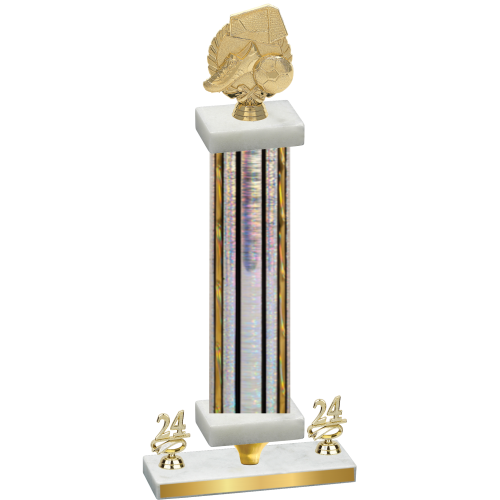 Premium Single Silver Glacier Year Soccer Trophy