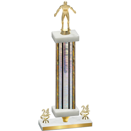 Premium Single Silver Glacier Year Wrestling Trophy