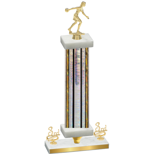 Premium Single Silver Glacier Third Place Bowling Trophy