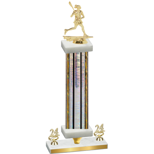 Premium Single Silver Glacier Year Lacrosse Trophy