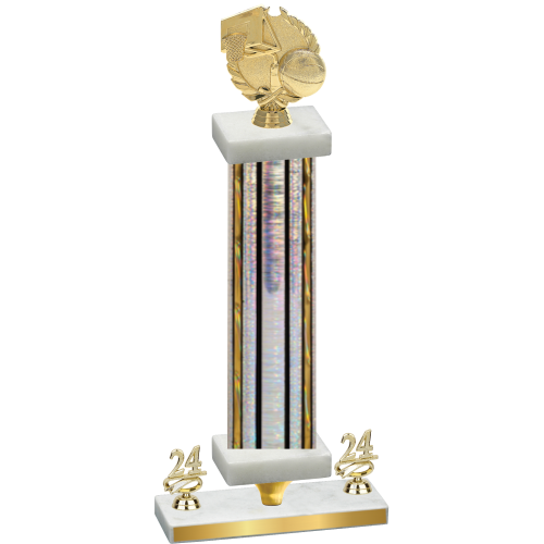 Premium Single Silver Glacier Year Basketball Trophy