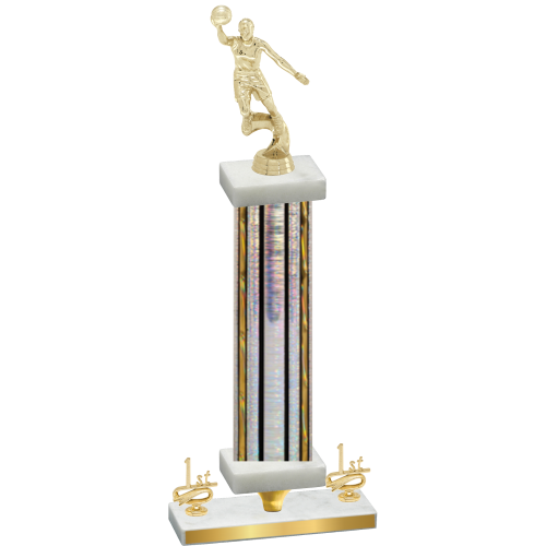 Premium Single Silver Glacier First Place Basketball Trophy