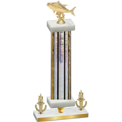 Premium Single Silver Glacier Victory Fishing Trophy