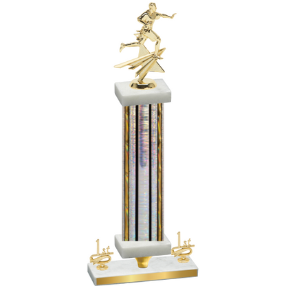 Premium Single Silver Glacier First Place Flag Football Trophy