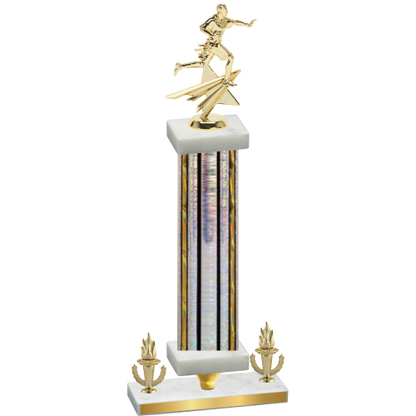 Premium Single Silver Glacier Victory Flag Football Trophy