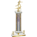 Premium Single Silver Glacier Year Flag Football Trophy