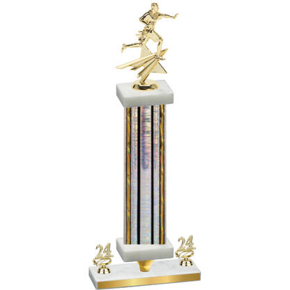 Premium Single Silver Glacier Year Flag Football Trophy