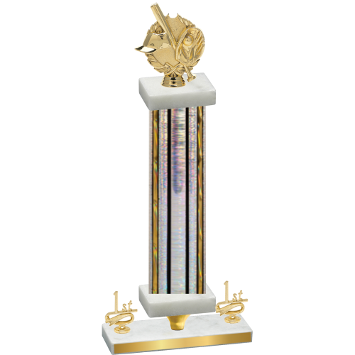 Premium Single Silver Glacier First Place Baseball Trophy