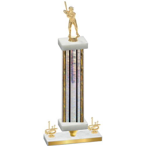 Premium Single Silver Glacier First Place Baseball Trophy