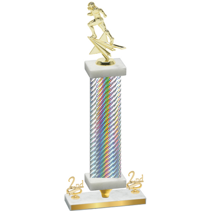 Premium Single Silver Carbon Fiber Second Place Football Trophy