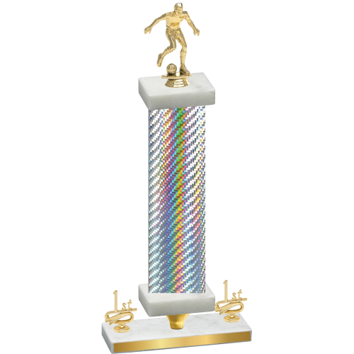 Premium Single Silver Carbon Fiber First Place Soccer Trophy