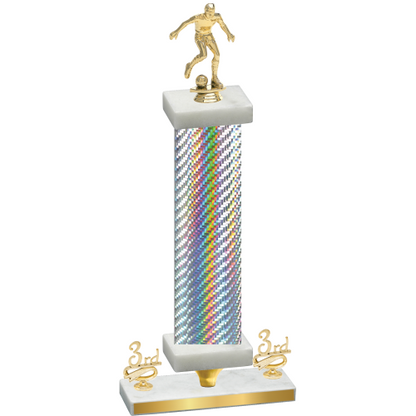 Premium Single Silver Carbon Fiber Third Place Soccer Trophy