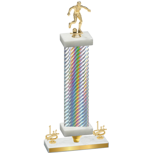 Premium Single Silver Carbon Fiber First Place Soccer Trophy