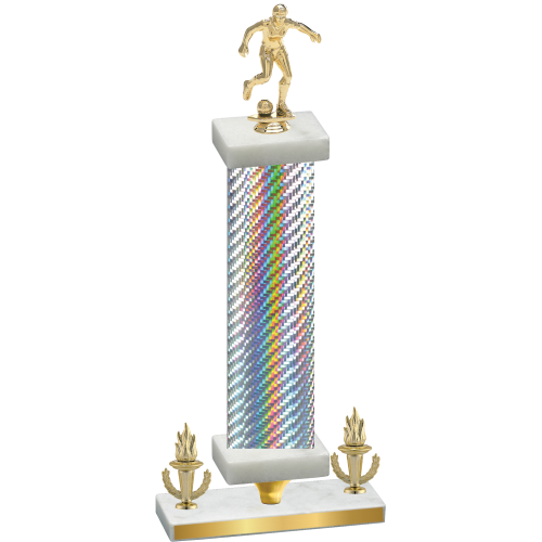 Premium Single Silver Carbon Fiber Victory Soccer Trophy