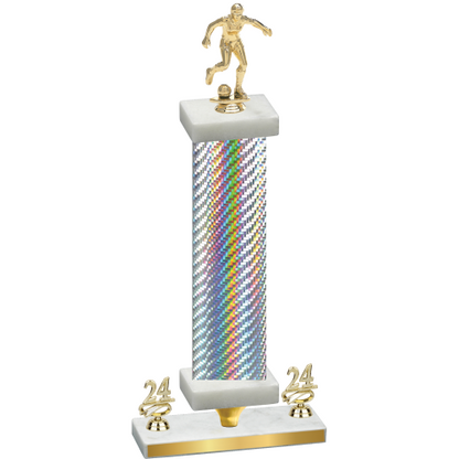 Premium Single Silver Carbon Fiber Year Soccer Trophy