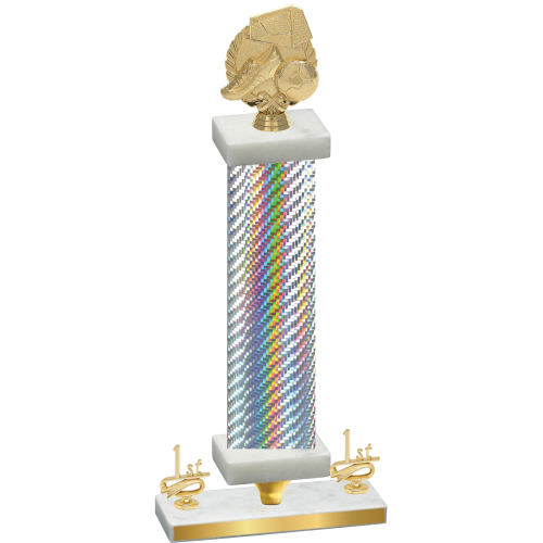 Premium Single Silver Carbon Fiber First Place Soccer Trophy