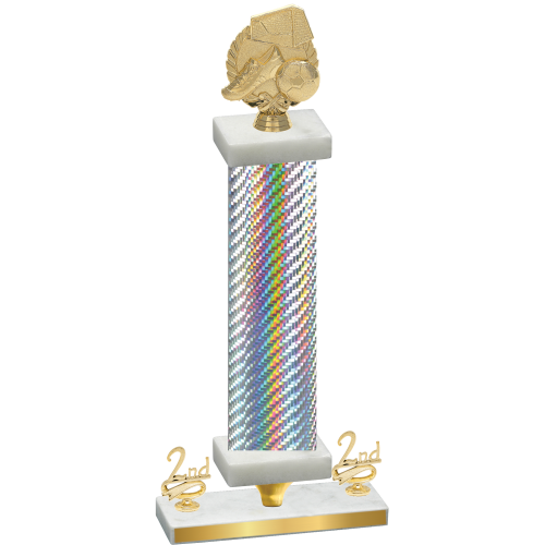 Premium Single Silver Carbon Fiber Second Place Soccer Trophy