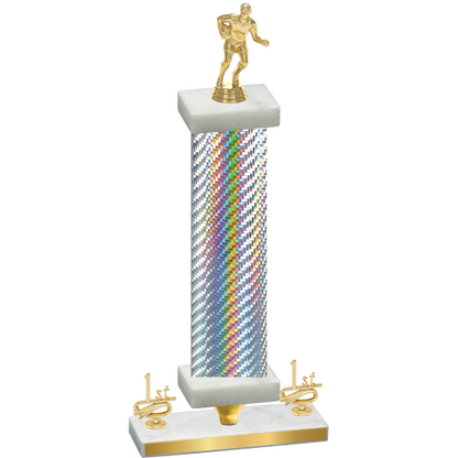 Premium Single Silver Carbon Fiber First Place Rugby Trophy