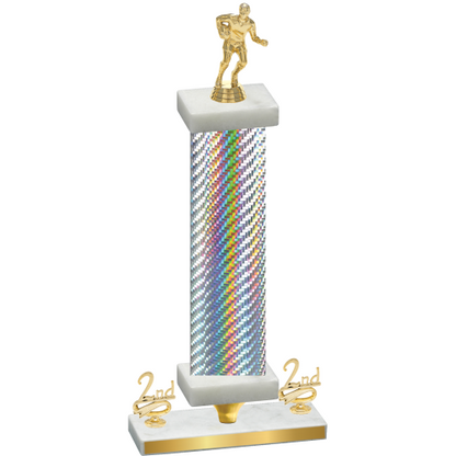 Premium Single Silver Carbon Fiber Second Place Rugby Trophy