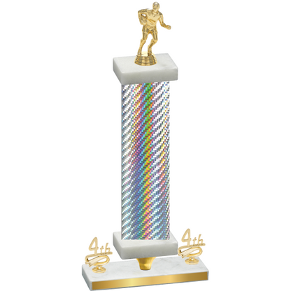 Premium Single Silver Carbon Fiber Fourth Place Rugby Trophy