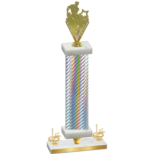 Premium Single Silver Carbon Fiber First Place Rugby Trophy