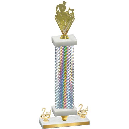 Premium Single Silver Carbon Fiber Second Place Rugby Trophy