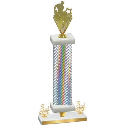 Premium Single Silver Carbon Fiber Third Place Rugby Trophy