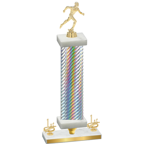 Premium Single Silver Carbon Fiber First Place Running Trophy