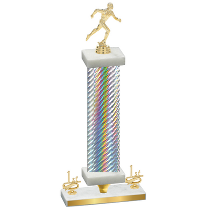 Premium Single Silver Carbon Fiber First Place Running Trophy