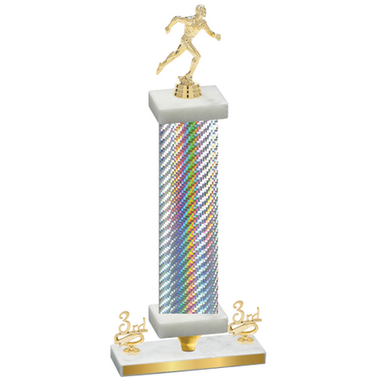 Premium Single Silver Carbon Fiber Third Place Running Trophy