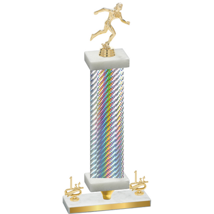 Premium Single Silver Carbon Fiber First Place Running Trophy