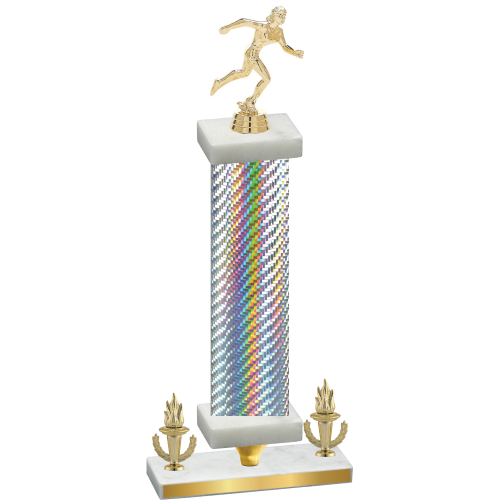 Premium Single Silver Carbon Fiber Victory Running Trophy