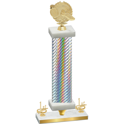 Premium Single Silver Carbon Fiber First Place Running Trophy