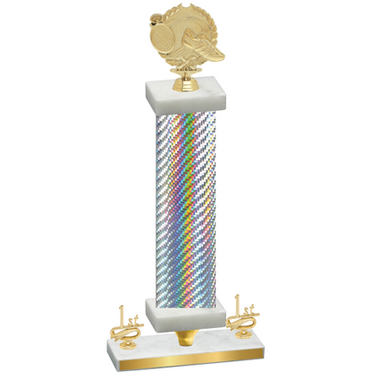 Premium Single Silver Carbon Fiber First Place Running Trophy