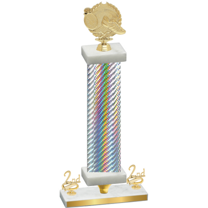 Premium Single Silver Carbon Fiber Second Place Running Trophy